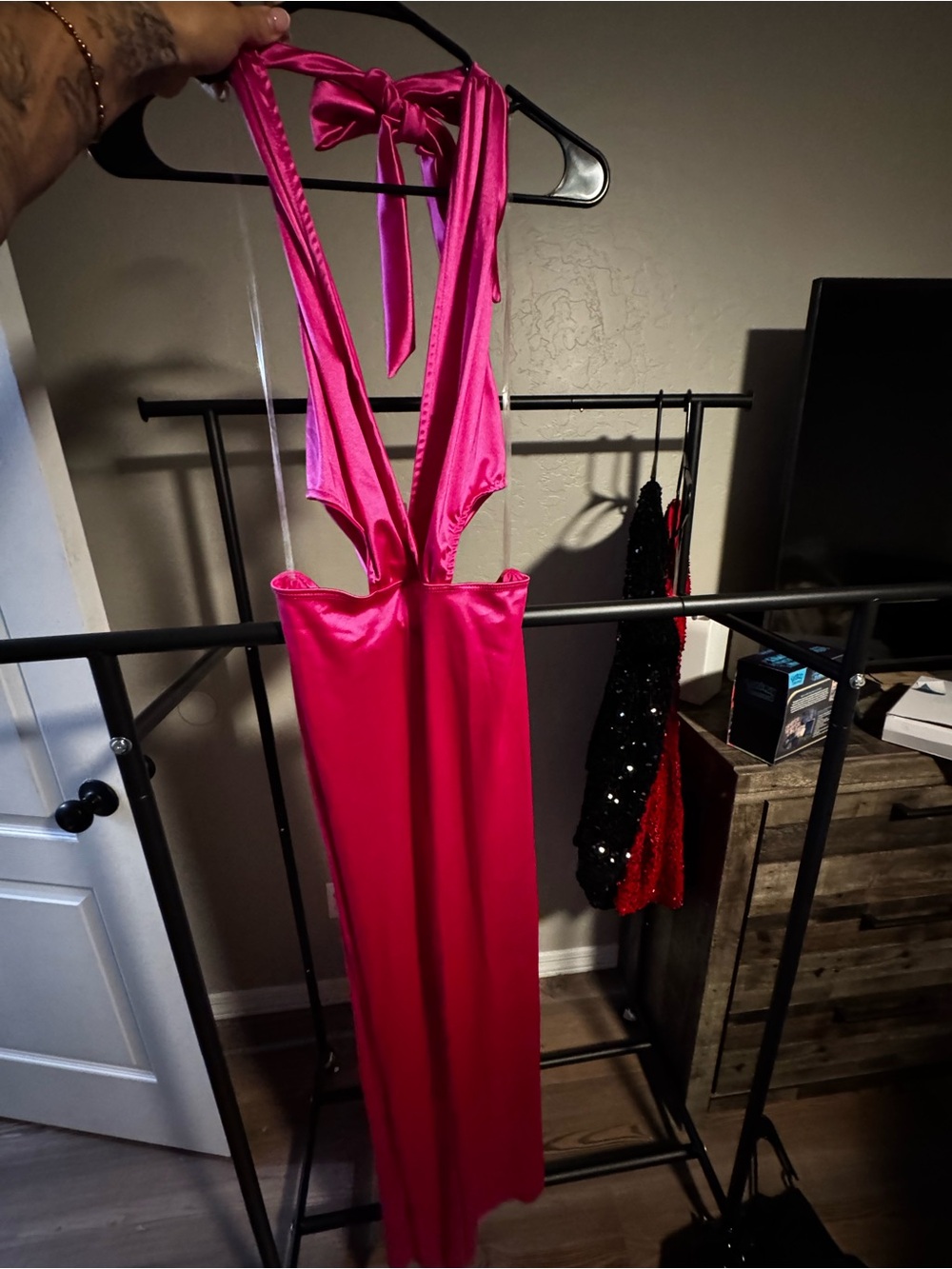 Windsor Satin pink jumpsuit with cut outs